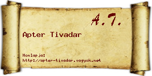 Apter Tivadar névjegykártya